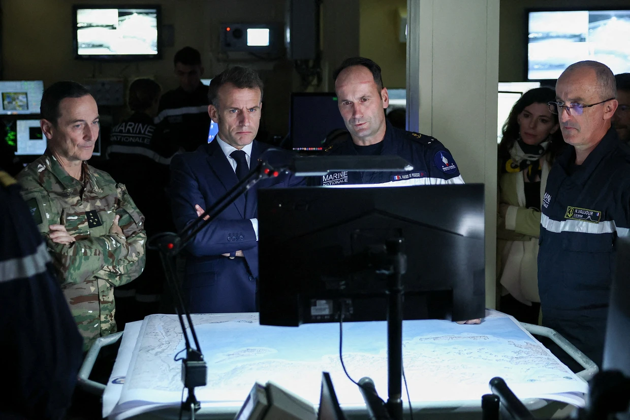 French President Emmanuel Macron on the bridge of the aircraft carrier Charles de Gaulle on March 9, 2026.