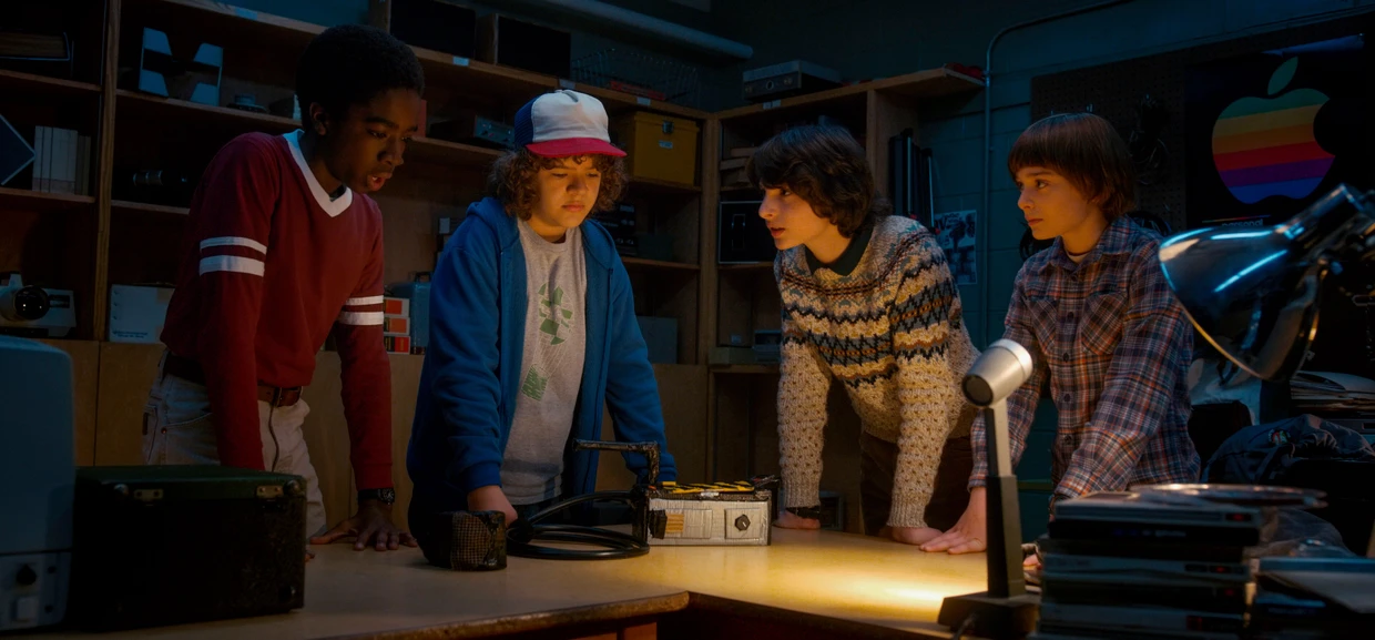 Kinderstars: Caleb McLaughlin, Gaten Matarazzo, Finn Wolfhard und Noah Schnapp (v.l.) in der zweiten „Stranger Things“-Staffel von 2017