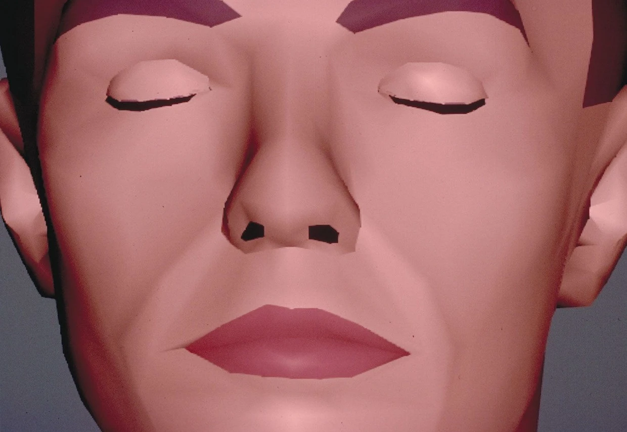 Video works such as “Musique Non Stop” (1986) by Rebecca Allen can be seen in the exhibition “New Humans: Memories of the Future”.