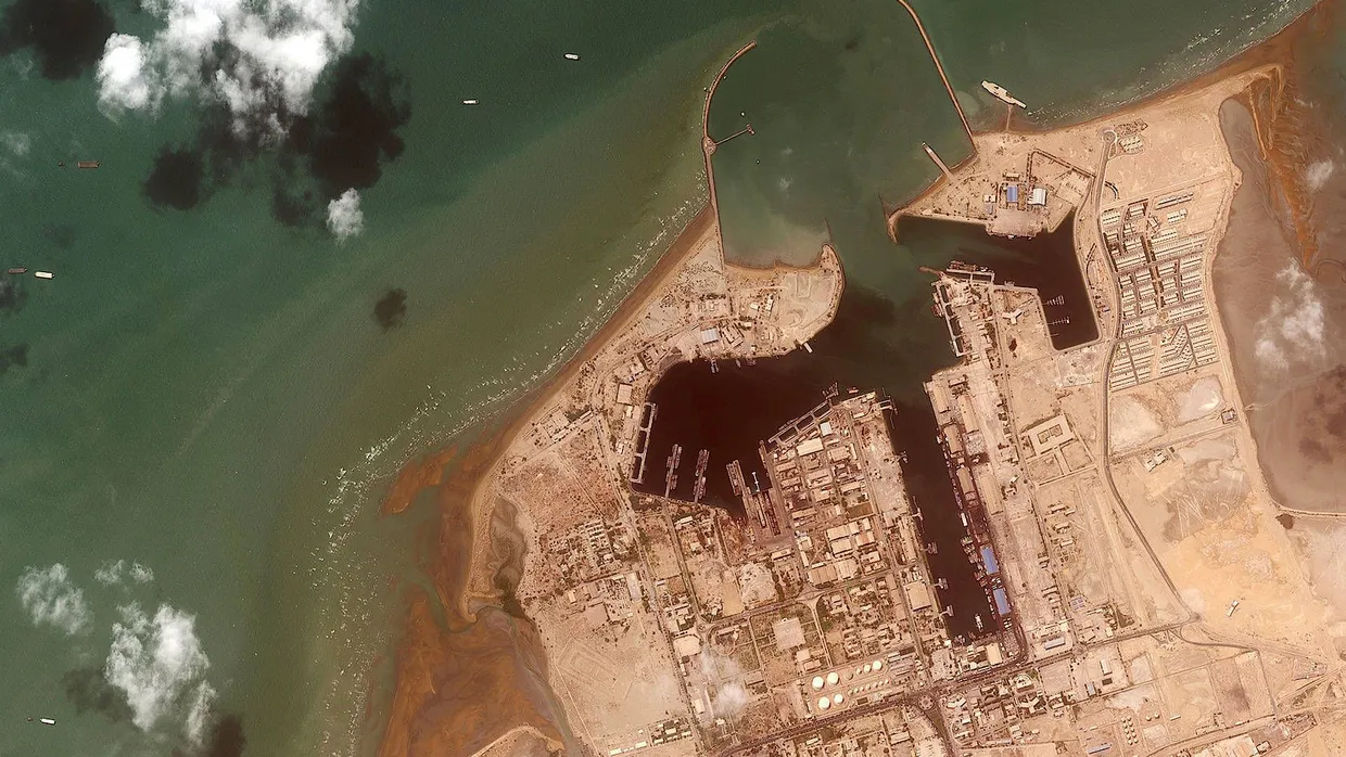 Der iranische Hafen Bandar Abbas im Juli 2019 auf einem Satellitenbild