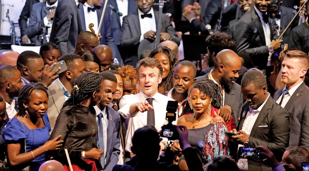 Emmanuel Macron nach einem Konzert im März in Kinshasa, Demokratische Republik Kongo