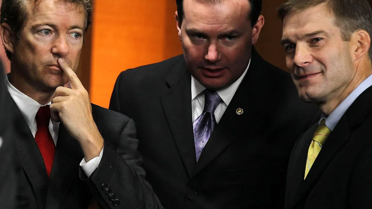 Die Republikaner Rand Paul (von links), Mike Lee und Jim Jordan
