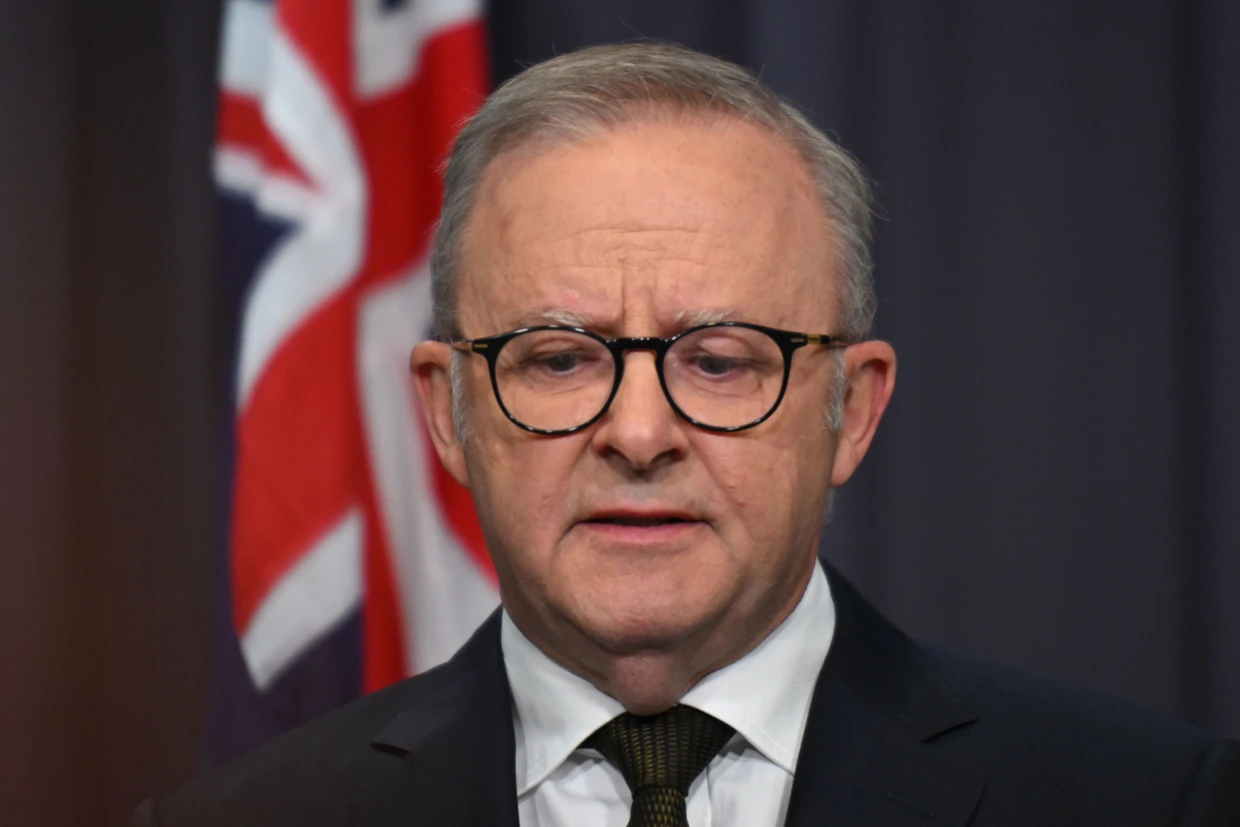 Australia's Prime Minister Prime Minister Anthony Albanese on Sunday at a press conference in Canberra
