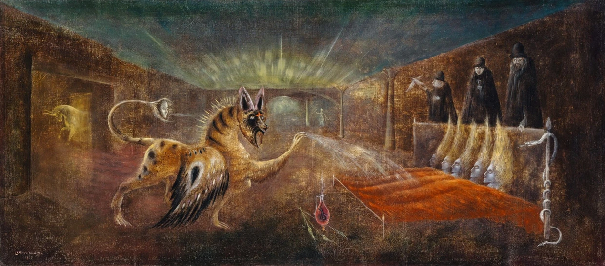 Ihre Tierwelten wurden in den Fünfzigern immer mystischer: Leonora Carringtons „Oink (They Shall Behold Thine Eyes)“, 1959