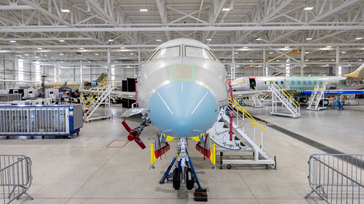 Flugzeugbau im Bombardier-Werk in Mississauga, Ontario