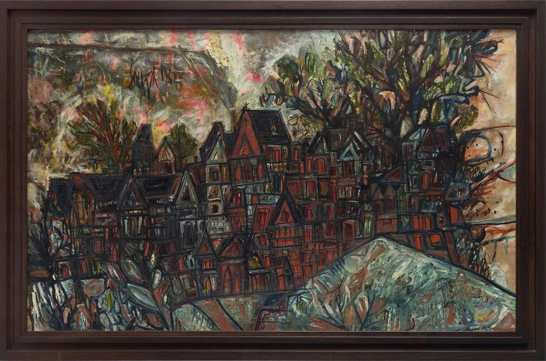Francis Newton Souza's painting “Houses in Hampstead” from 1962 went for 4.6 million pounds at Sotheby's in London, a multiple of the estimated price