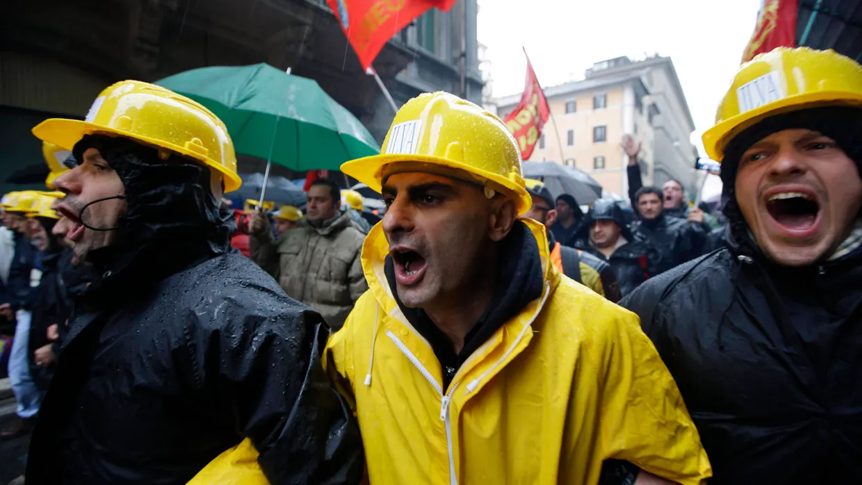 Ilva-Arbeiter demonstrieren in Rom