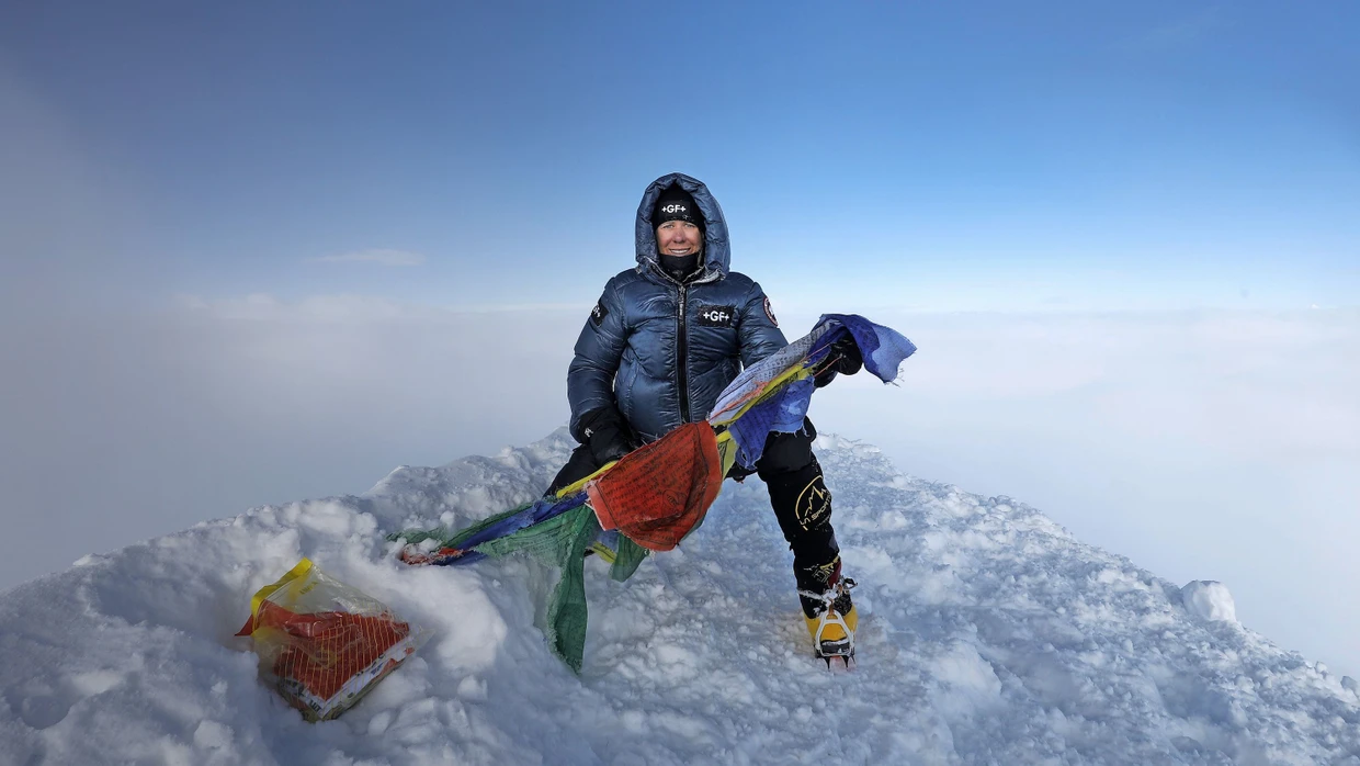 Einsame Spitze: Anja Blacha am Gasherbrum I in Pakistan in 8080 Metern Höhe.