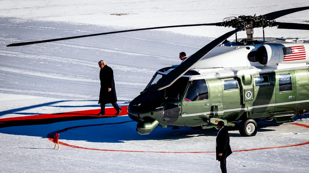 Ankunft im Schnee: US-Präsident Donald Trump erreicht am Mittwoch Davos.