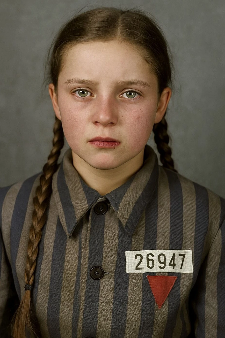 Das beschönigte Registrierungsbild von Czesława Kwoka wurde mit KI erstellt.