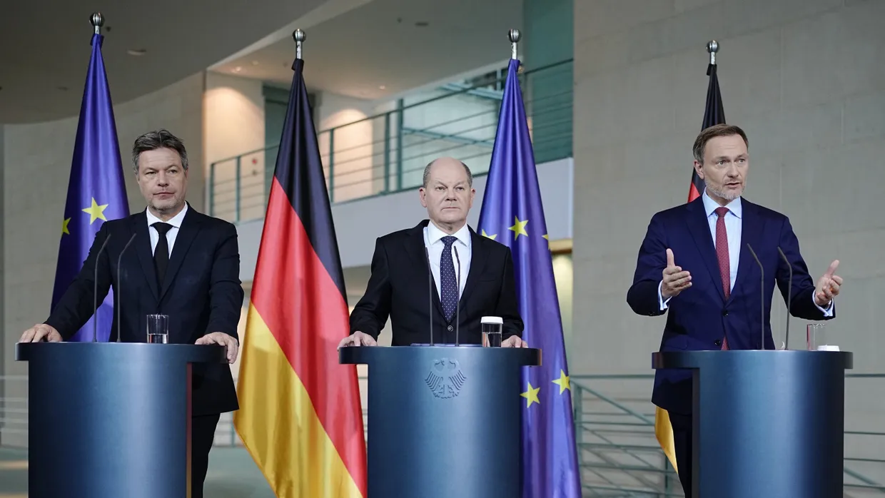 Habeck, Scholz und Lindner verkünden die Einigung.