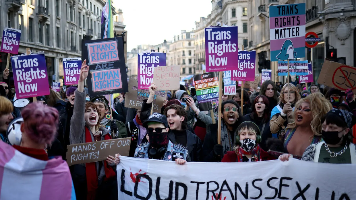Am vergangenen Wochenende demonstrierten in London Anhänger des schottischen Selbstidentifikations-Regelung für Trans-Rechte.