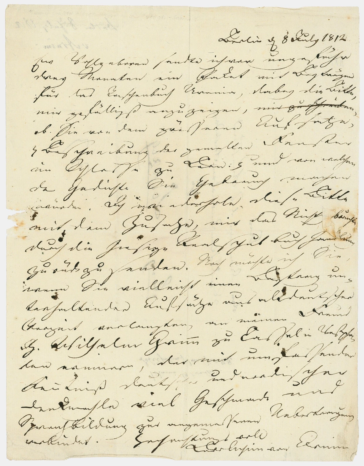  Brief Achim von Arnims an Brockhaus, in dem er für Wilhelm Grimm wirbt