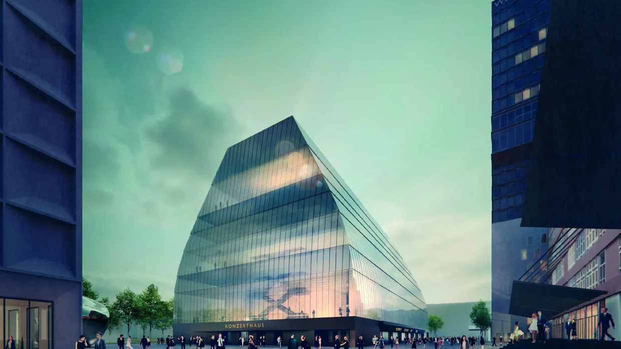 So sollte es mal aussehen, aber weiß, was daraus wird? Computerdarstellung des Münchner Konzerthauses von Cukrowicz Nachbaur Architekten