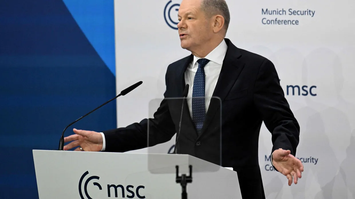 Bundeskanzler Olaf Scholz am Samstag in München