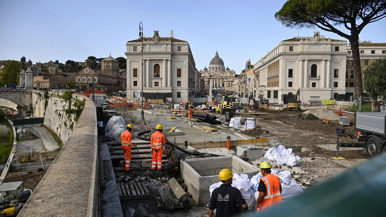 Baustelle an der Piazza Pia in Rom