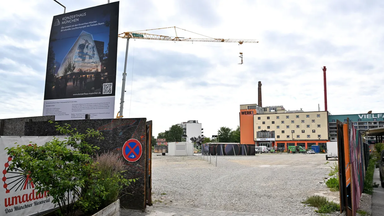 Der Bauplatz des geplanten, neuen Münchner Konzerthauses im Werksviertel.