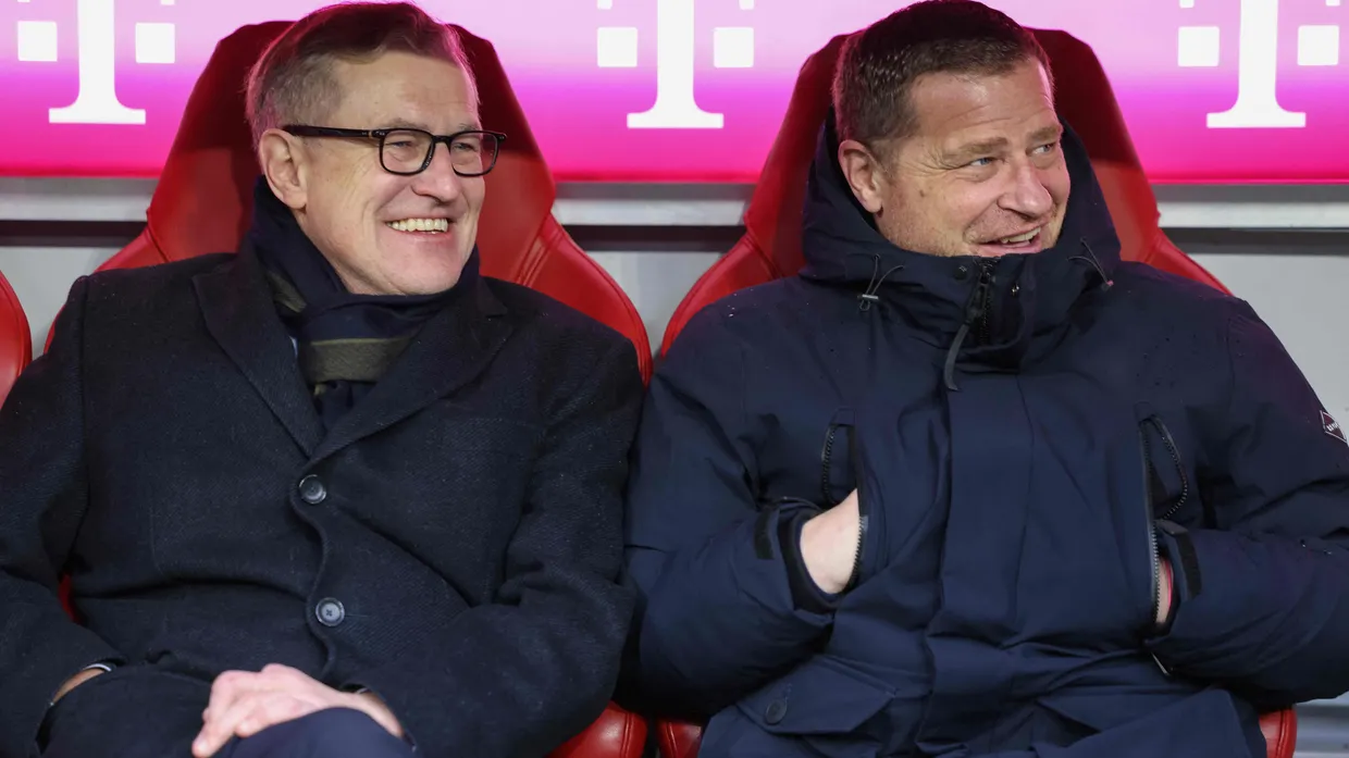 Jan-Christian Dreesen (links) und Max Eberl haben beim deutschen Rekordmeister vorzeitig bis 2029 verlängert.