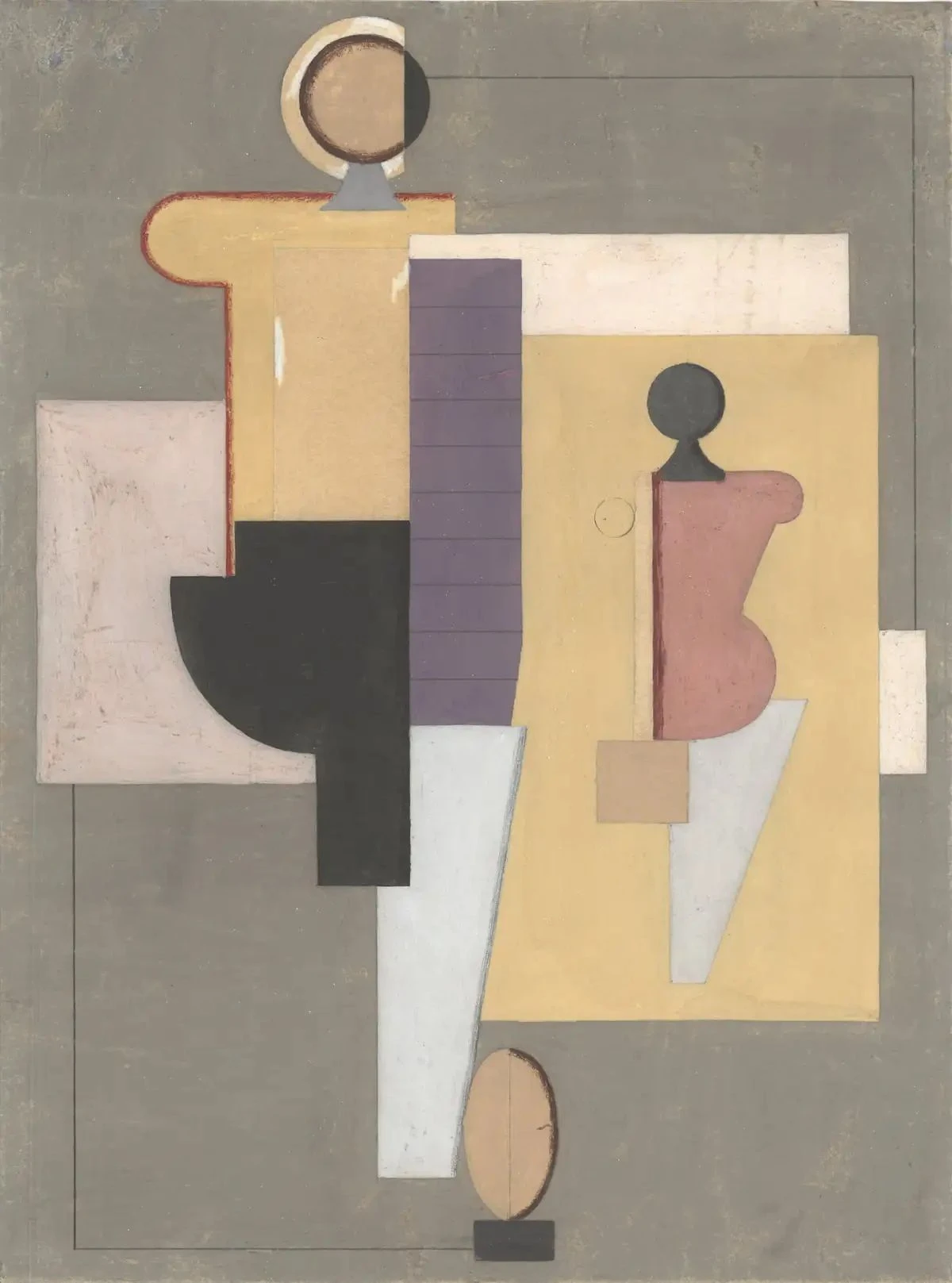 Bei Martin Moeller & Cie.: Willy Baumeister, „Deux figurines abstraites“, 1923, Gouache und Bleistift, 302 mal 227 Zentimeter