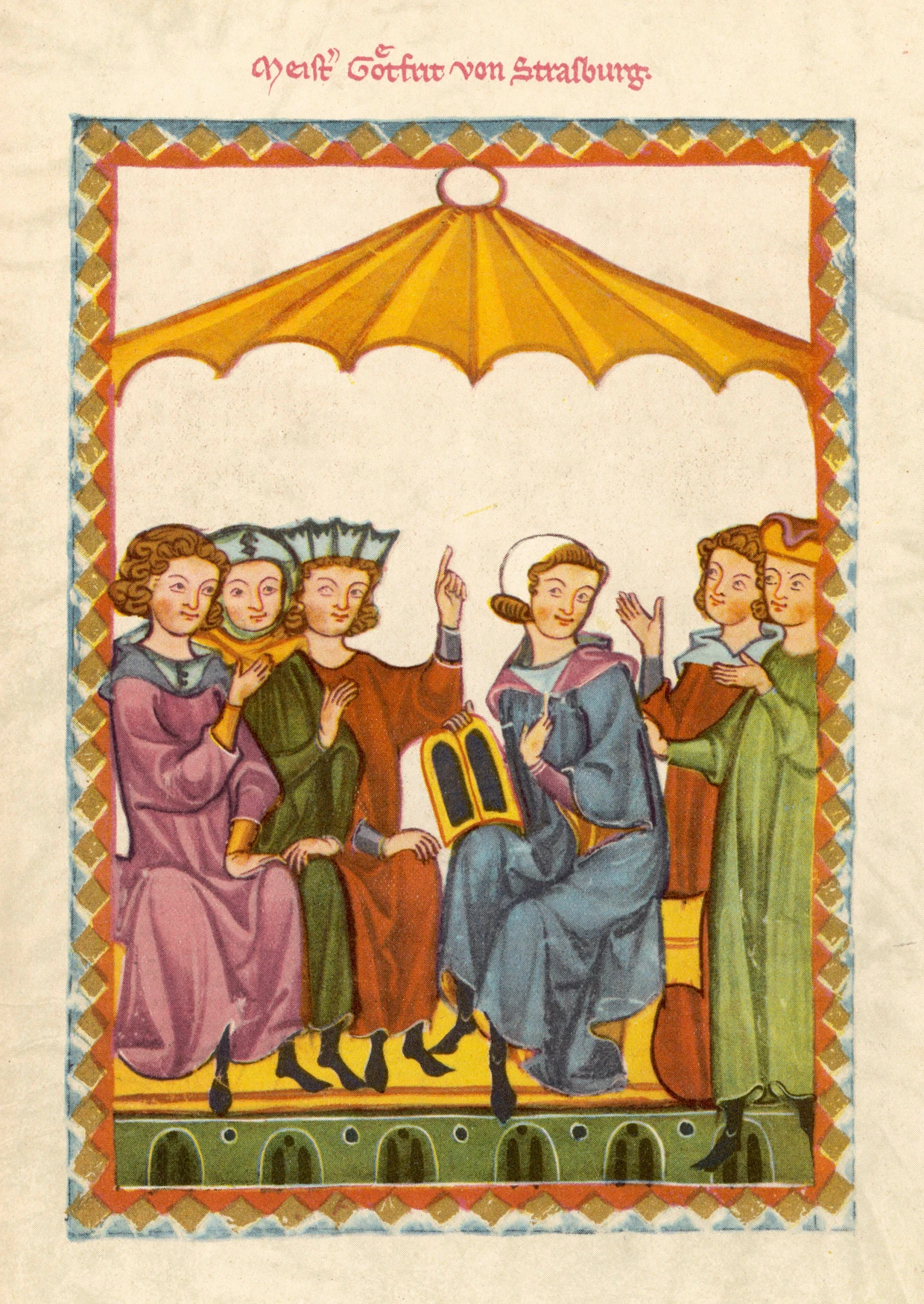 Gottfried von Straßburg im Codex Manesse, erstes Viertel des 14. Jahrhunderts