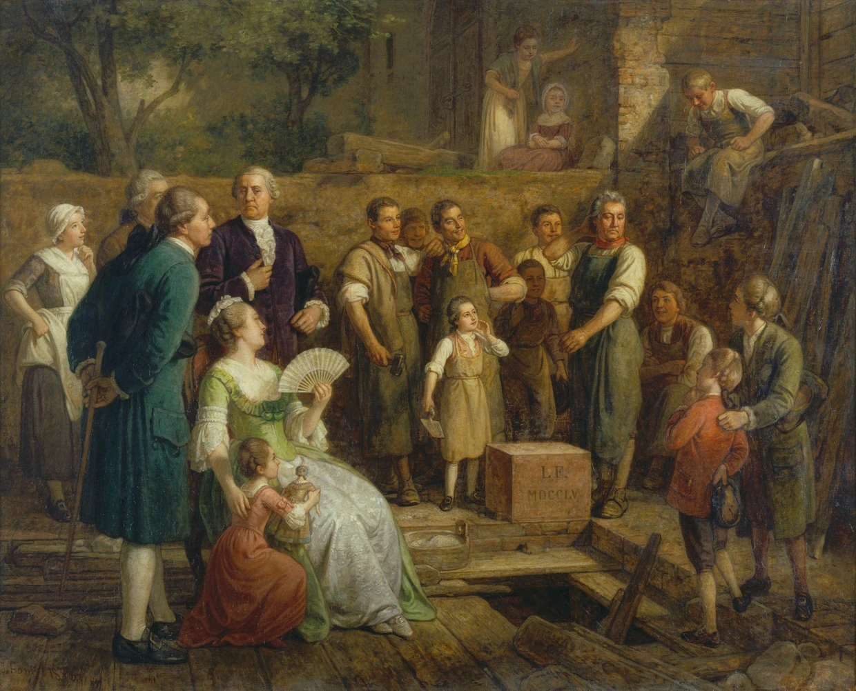 Dichtung und Wahrheit: So stellte sich der Maler Julius Hampel die Grundsteinlegung des Goethehauses im Jahr 1898 vor.