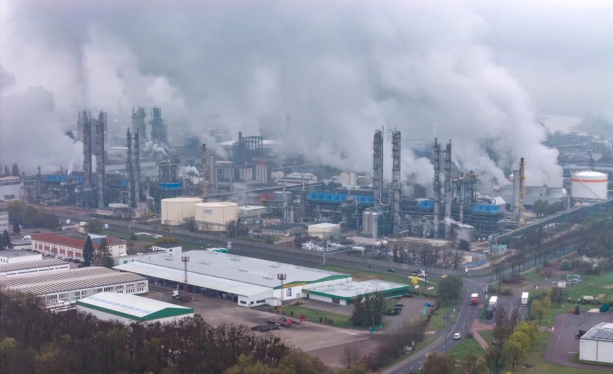 Blick auf  das Werksgelände der Stickstoffwerke SKW Piesteritz
