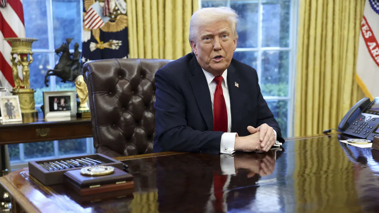 Der amerikanische Präsident Donald Trump am 26. März 2025 im Oval Office