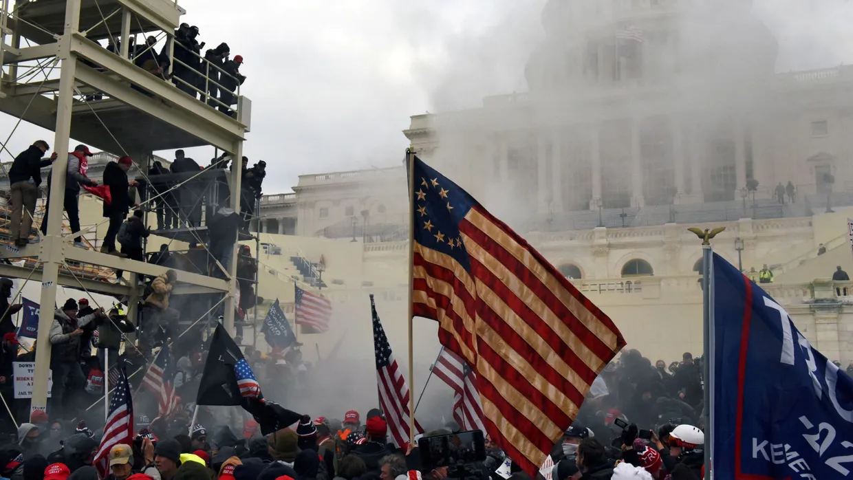 Trump-Anhänger während des Sturms auf das Kapitol am 6. Januar 2021