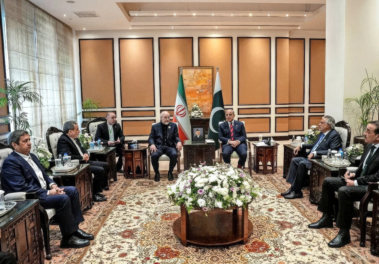 No breakthrough: Mohammad Bagher Ghalibaf, Shehbaz Sharif and other participants on Saturday in Islamabad