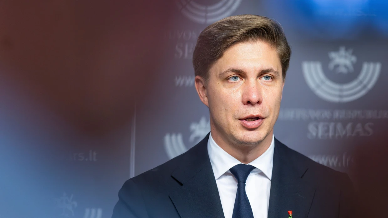 Der neu gewählte litauische Ministerpräsident Mindaugas Sinkevicius am Dienstag im Parlament in Vilnius