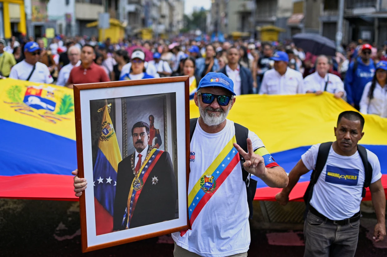 Manifestación el día del juramento en la capital venezolana, Caracas.