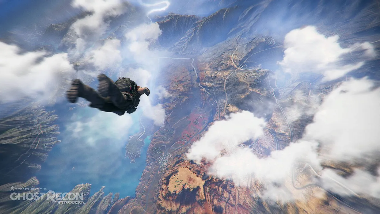 Bolivien im freien Fall: Als Mitglied einer Spezialeinheit lässt der Spieler die Dinge in „Ghost Recon Wildlands“ in tödlicher Ruhe auf sich zukommen.