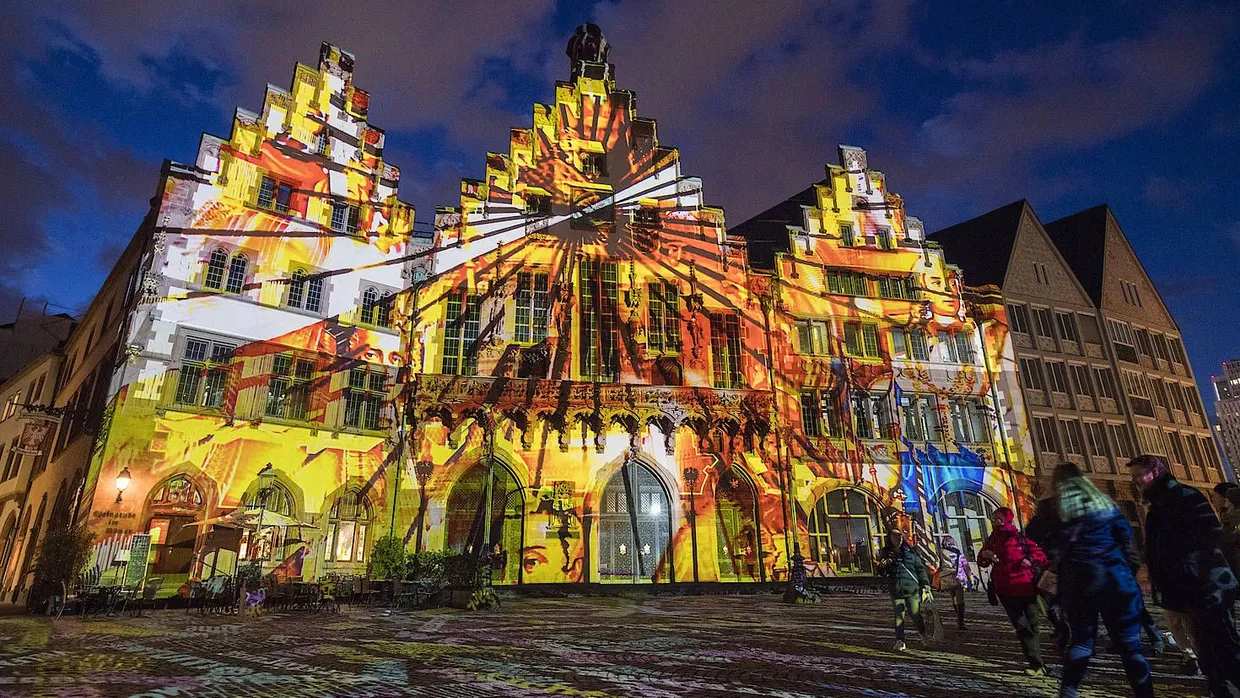 Lichtinstallation am Römer in Frankfurt: Luminale 2018
