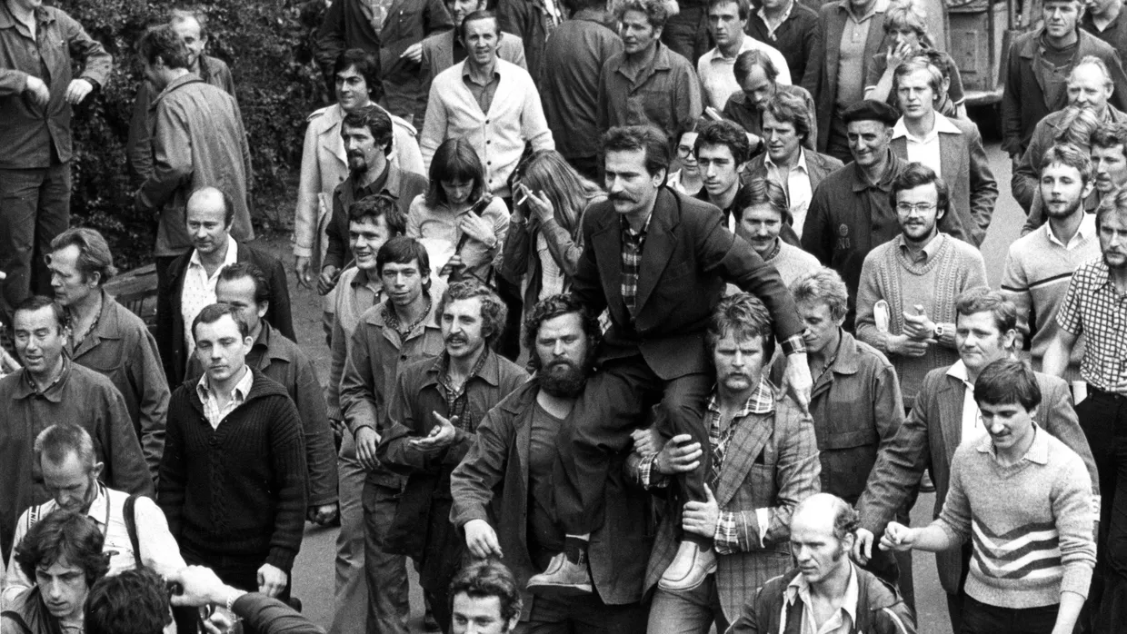 Streikführer Walesa auf der Lenin-Werft in Danzig (1980)