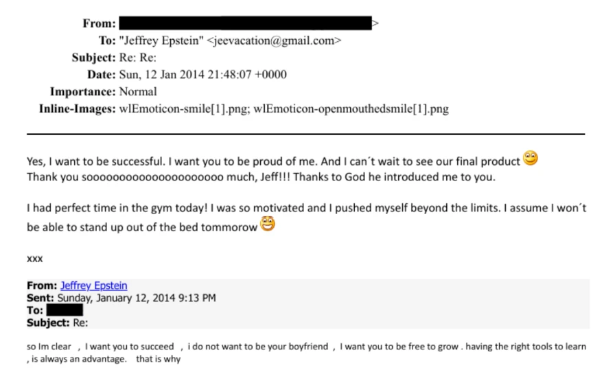 Ein Mailaustausch zwischen Justina und Epstein