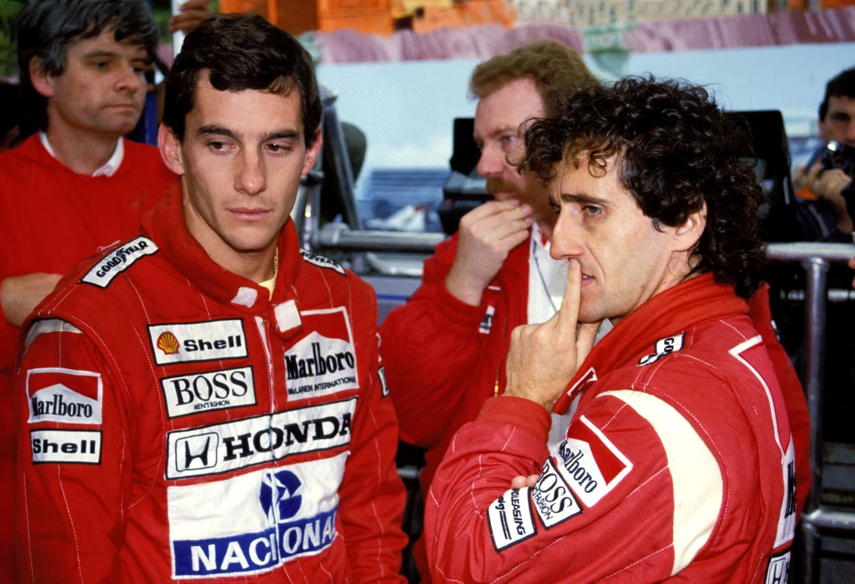 1988 in Monaco: Ayrton Senna (links) und Teamkollege Alain Prost