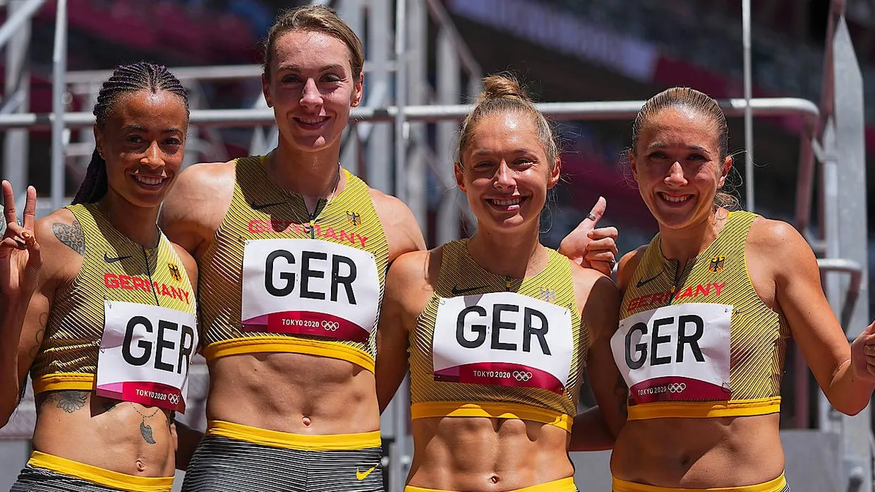 Drittbeste Zeit gelaufen: Tatjana Pinto, Alexandra Burghardt, Gina Lückenkemper, Rebekka Haase