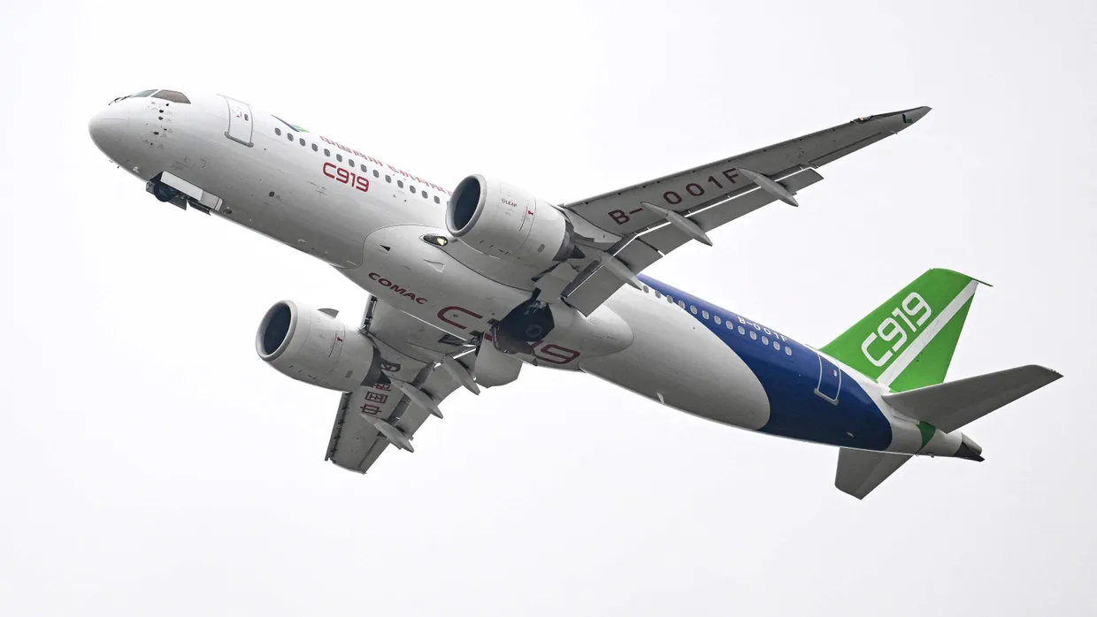 Die Comac C919 auf einem Probeflug Anfang November während der Airshow China 2022 in Zhuhai