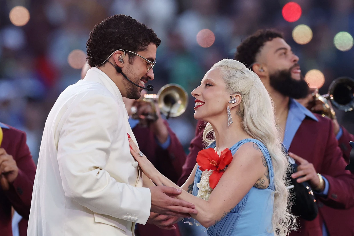 Gemeinsam auf der Bühne beim Super Bowl: Bad Bunny (links) und Lady Gaga