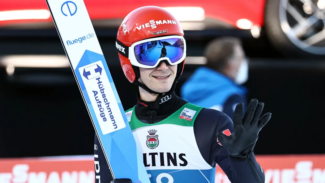 Stephan Leyhe nach seinem Qualifikationssprung in Garmisch-Partenkirchen