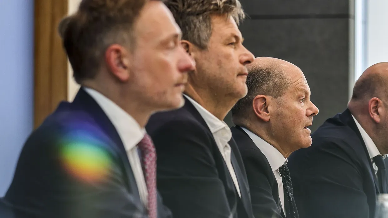 Finanzminister Christian Lindner, Wirtschaftsminister Robert Habeck und Bundeskanzler Olaf Scholz (von links)