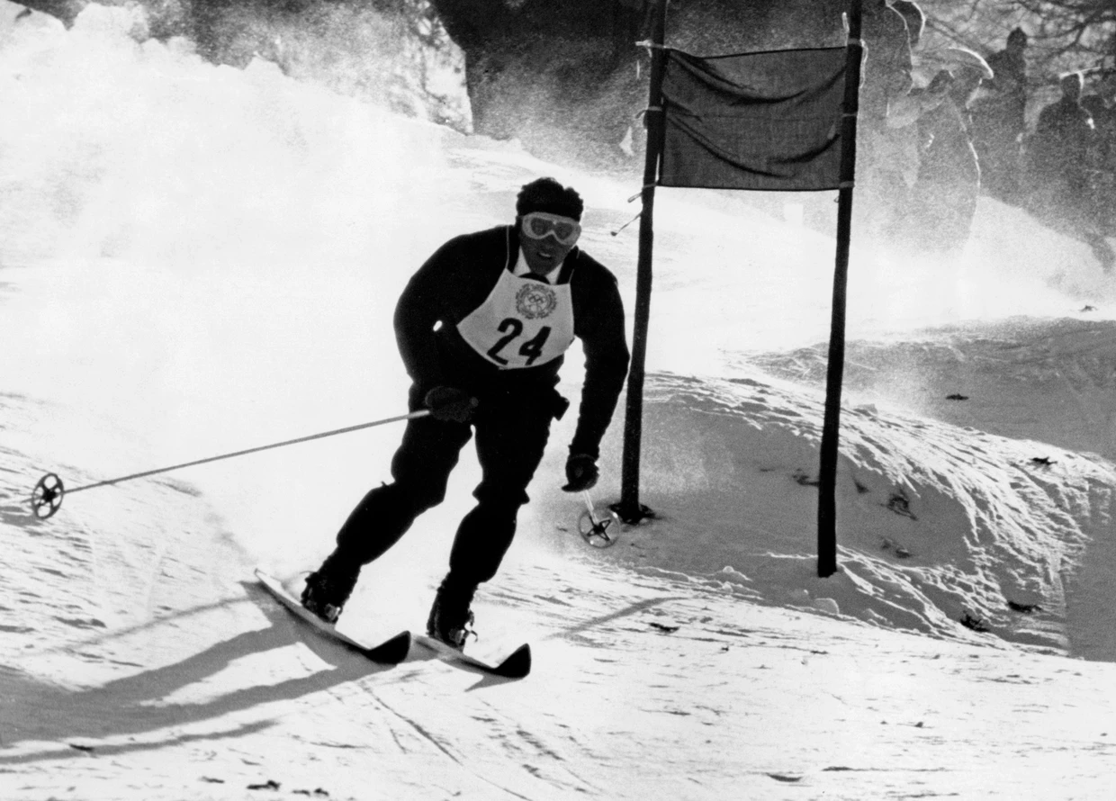 Riesenslalom in Schwarzweiß: der Pole Josef Marusarz 1956 in Cortina d'Ampezzo