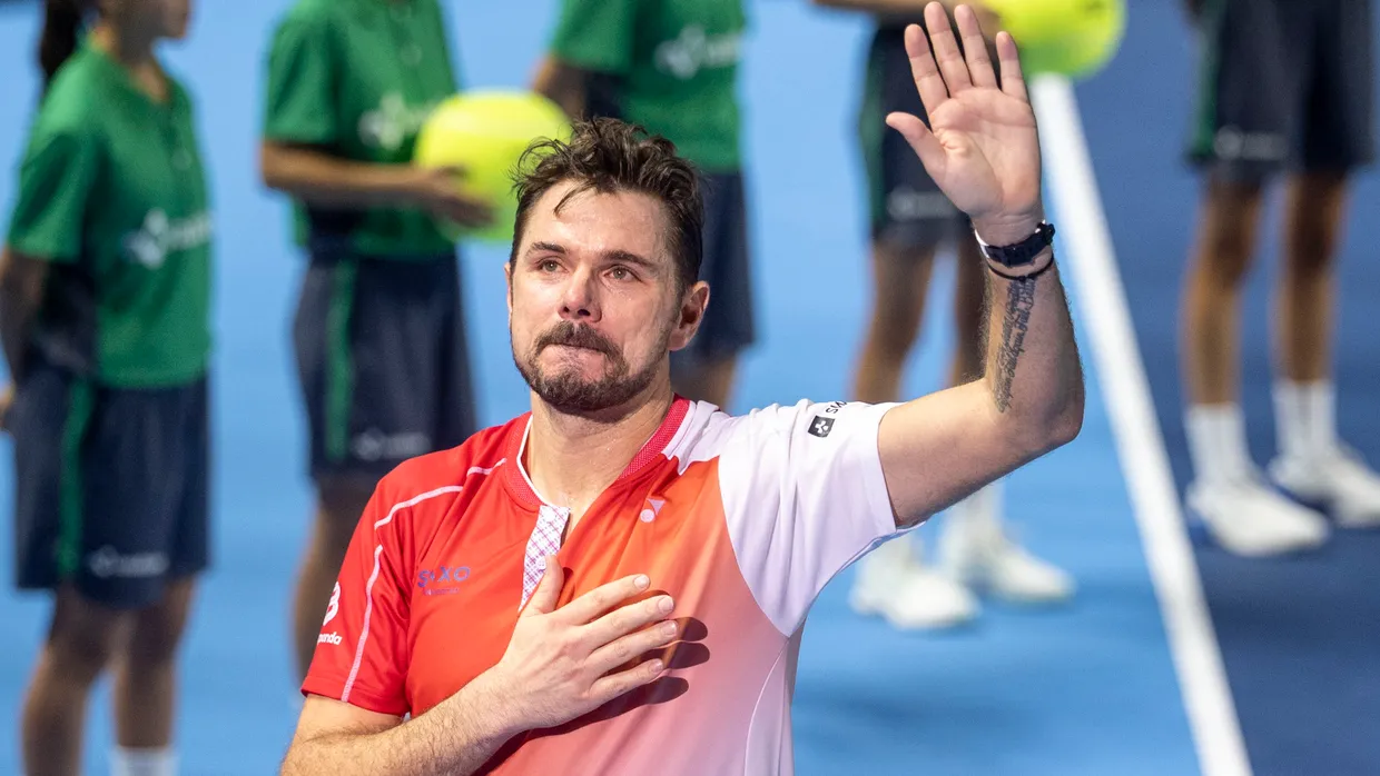 Emotional sichtbar angefasst: Stan Wawrinka bei seiner Verabschiedung in Basel