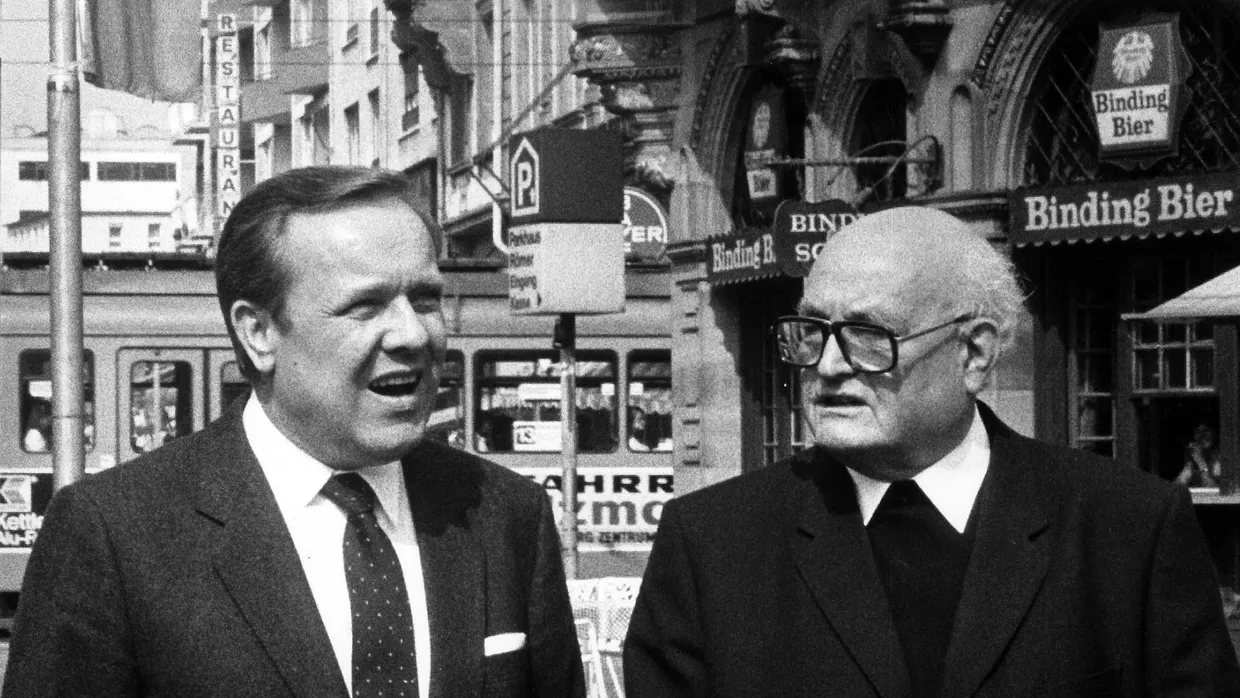 Staat und Kirche: Oberbürgermeister Walter Wallmann (links) und Stadtdekan Walter Adlhoch