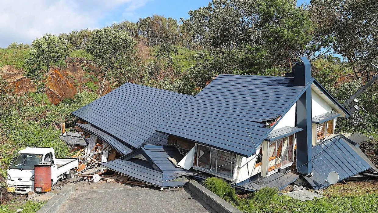 Zerstörtes Haus in Atsuma auf Hokkaido