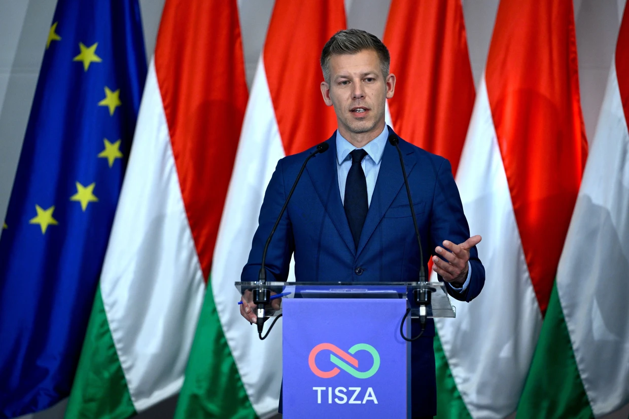 Péter Magyar im April in Budapest