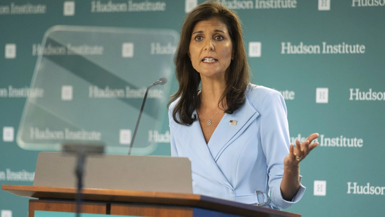 Die einstige US-Präsidentschaftskandidatin Nikki Haley spricht in Washington im Mai 2024.