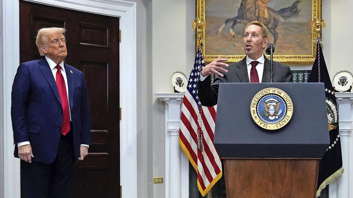 Enge Vertraute: Donald Trump und Larry Ellison, Oracle-Gründer und nun Tiktok-Anteilshalter.