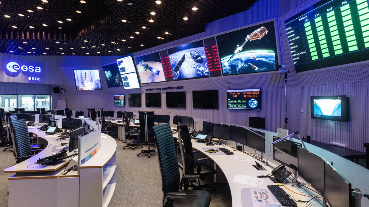 Das Europäische Raumflugkontrollzentrum der ESA in Darmstadt