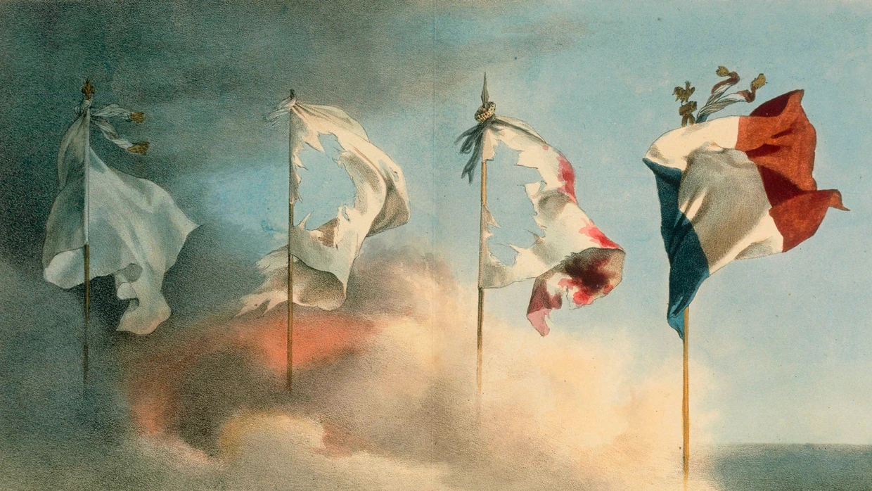 Als der Wind der Geschichte noch wehte: kolorierte Lithographie nach Zeichnung von Léon Cogniel, um 1830.